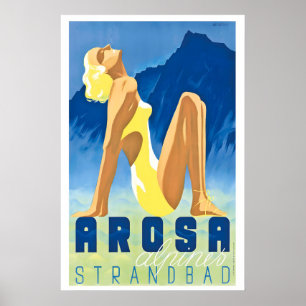 Arosa Zwitserland Vintage Reisposter - Ingelijst Poster