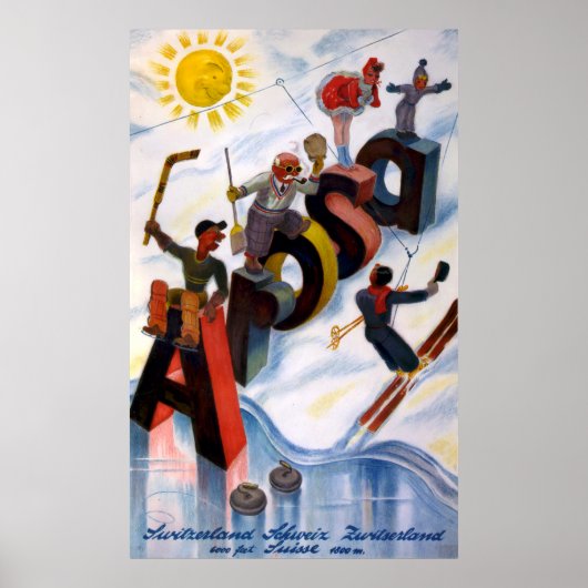 Arosa Zwitserland Vintage Travel Poster (Voorkant)