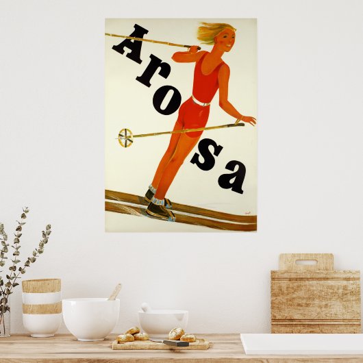 Arosa Zwitserland Vintage Travel Poster (Keuken)