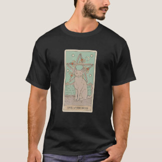 Arot Kaart vijf van zwaarden en kat Cosmic Graphic T-shirt