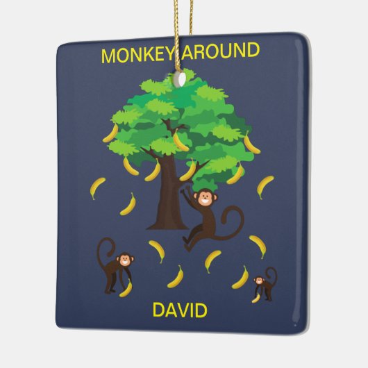 Around apen die bananen gaan keramisch ornament (Links)