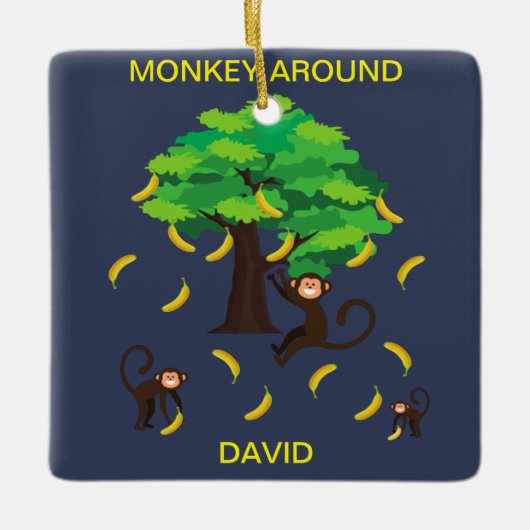 Around apen die bananen gaan keramisch ornament (Voorkant)