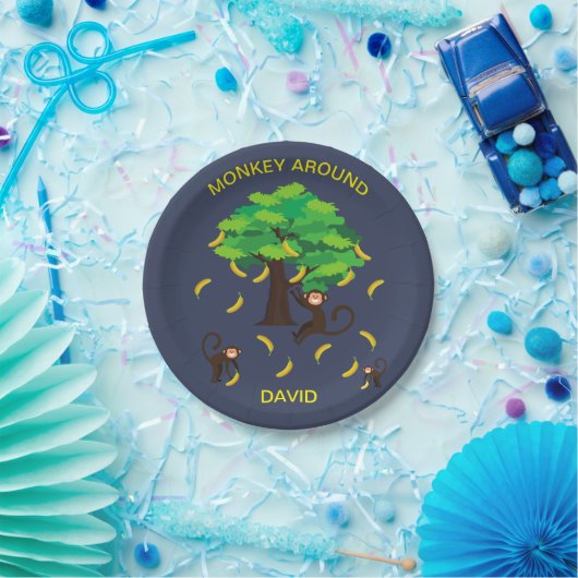 Around apen die bananen gaan   papieren bordje (Feest)