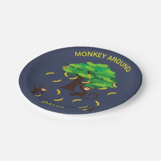 Around apen die bananen gaan   papieren bordje (Gekanteld)