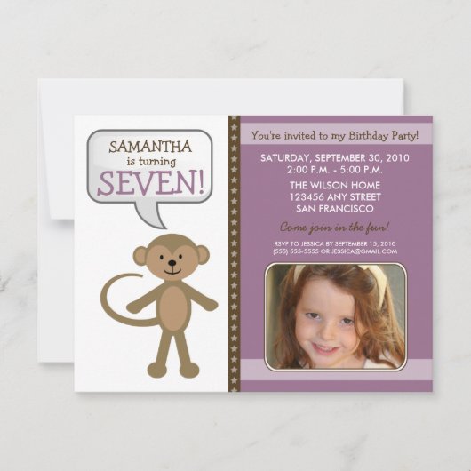 Around-Birthday Party Invite (paars) Kaart (Voorkant)