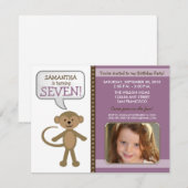 Around-Birthday Party Invite (paars) Kaart (Voorkant / Achterkant)