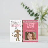 Around Birthday Party - Monkey-ing Invite (roze) Kaart (Staand voorkant)