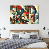 "Around Cubism" groot omgepakt Canvas (Insitu (Slaapkamer))