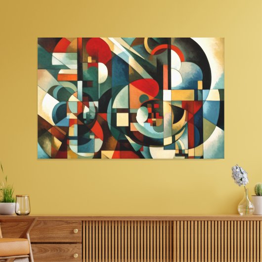 "Around Cubism" groot omgepakt Canvas (Insitu (Woonkamer))