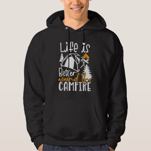 Around The Campfire Camping Nature Outdoor Raglan  Hoodie (Voorkant)