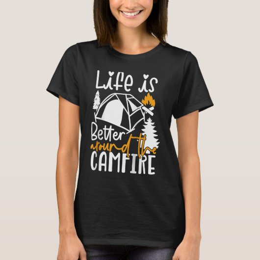 Around The Campfire Camping Nature Outdoor Raglan  T-shirt (Voorkant)