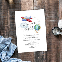 Around The World Map Airplane Baby Shower 