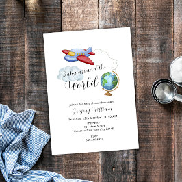 Around The World Map Airplane Baby Shower  Kaart