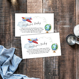 Around The World Map Airplane Books Baby Shower Informatiekaartje