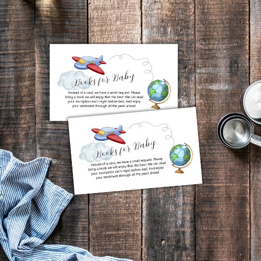 Around The World Map Airplane Books Baby Shower Informatiekaartje