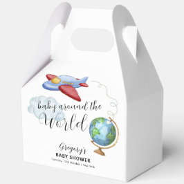 Around The World Map Airplane Boy Baby Shower Bedankdoosjes