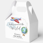 Around The World Map Airplane Boy Baby Shower Bedankdoosjes (Achterkant)