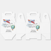 Around The World Map Airplane Boy Baby Shower Bedankdoosjes (Ongevouwen)