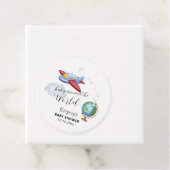 Around The World Map Airplane Boy Baby Shower Bedankjes Labels (In situ)