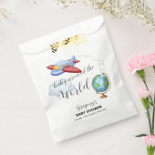 Around The World Map Airplane Boy Baby Shower Bedankzakje (Gezegeld)