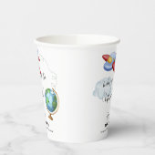 Around The World Map Airplane Boy Baby Shower Papieren Bekers (Links)