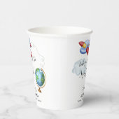 Around The World Map Airplane Boy Baby Shower Papieren Bekers (Rechts)