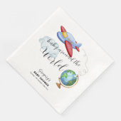 Around The World Map Airplane Boy Baby Shower Servet (Hoek)