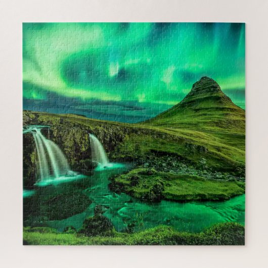 Aroura Borealis over IJsland Legpuzzel (Verticaal)