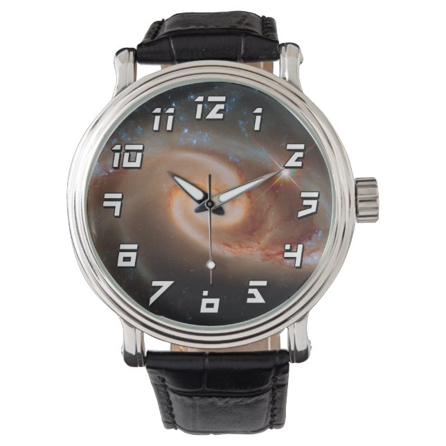 Arp 273 Roos Galaxies Hubble Buitenspatie Foto Horloge (Voorkant)