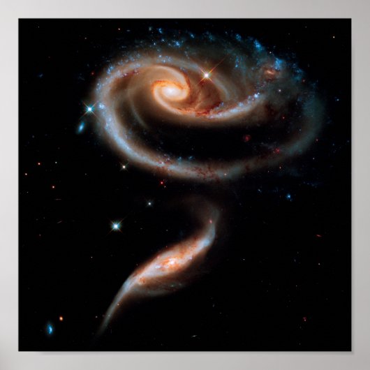 Arp 273 Rose-sterrenstelsels Hubble-foto van de bu Poster (Voorkant)
