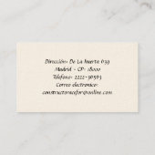 Arquitecto - Constructor - Tarjeta de Visita Visitekaartje (Achterkant)