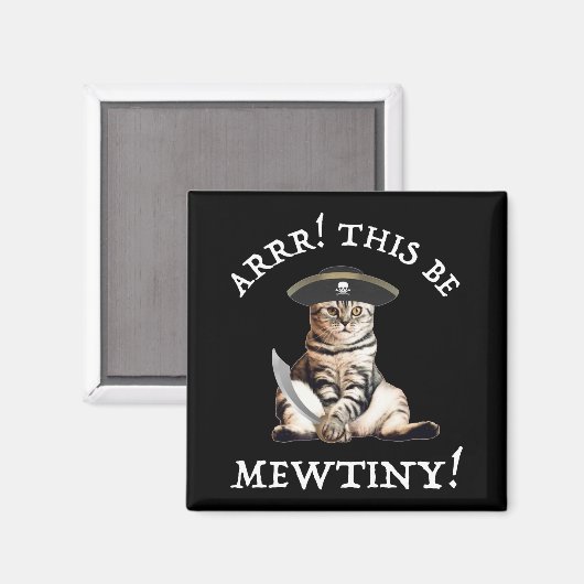 Arr. Dit is heel erg. Pirate Cat Magneet (Voorkant / Achterkant)