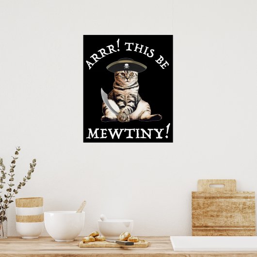 Arr. Dit is heel erg. Pirate Cat Poster (Keuken)