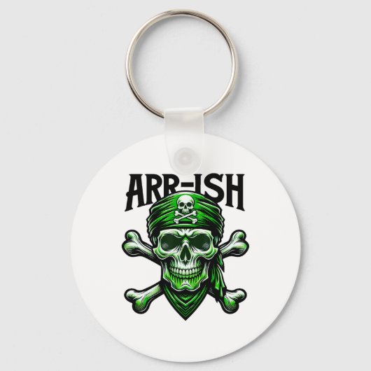 Arr-ish Ierse Piraat St. Patricks Dag Schedel Sleutelhanger (Voorkant)