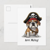 Arr Matey Pirate English Bulldog Schedel Kruisbeen Briefkaart (Voorkant / Achterkant)