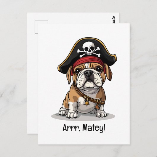 Arr Matey Pirate English Bulldog Schedel Kruisbeen Briefkaart (Voorkant / Achterkant)