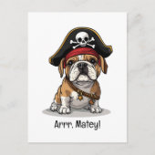 Arr Matey Pirate English Bulldog Schedel Kruisbeen Briefkaart (Voorkant)