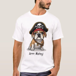 Arr Matey Pirate English Bulldog Schedel Kruisbeen T-shirt