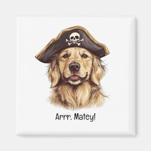 Arr Matey Pirate Golden Retriever Hond Schedel Magneet
