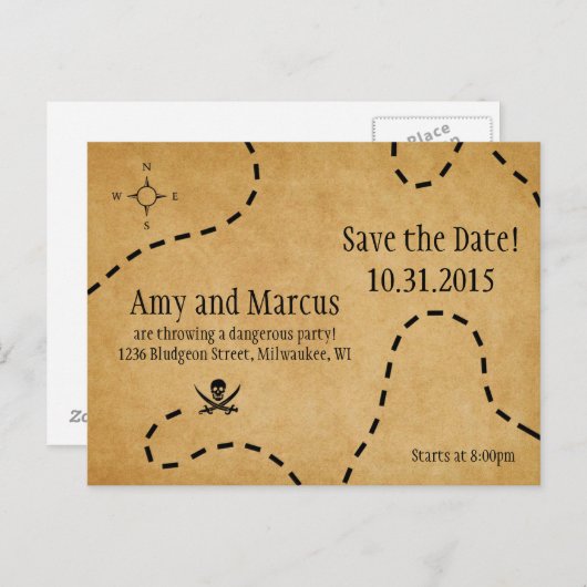 Arr.  Pirate Thaise Partij Aankondigingskaart (Voorkant / Achterkant)