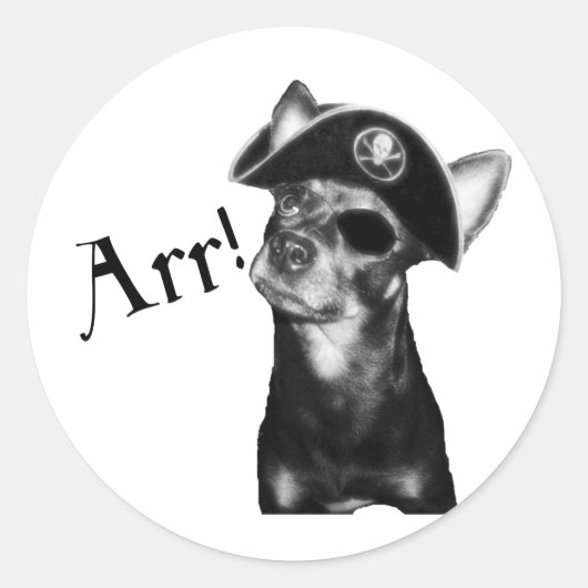 ARR Pooch Pirate Ronde Sticker (Voorkant)