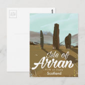 Arran-eiland vintage reisposter briefkaart (Voorkant / Achterkant)