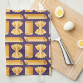 Array of various pasta shapes on a purple theedoek (Quarter Fold)