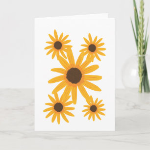 Array van gele zonnebloemen op Wenskaarten Kaart