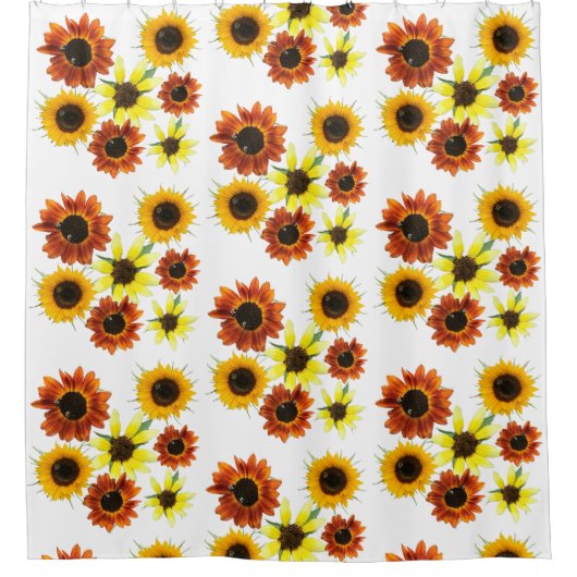 Array van kleurrijke zonnebloemen douchegordijnen (Voorkant)