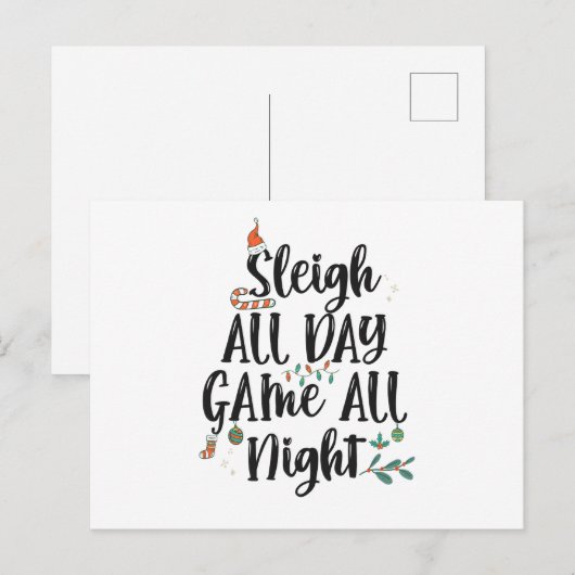 Arrenslee All Day Game de hele Nacht Leuke Kerstmi Briefkaart (Voorkant / Achterkant)