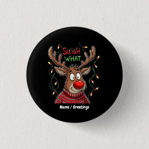 Arrenslee Wat? Grappige Interpretatie van Kerstmis Ronde Button 3,2 Cm