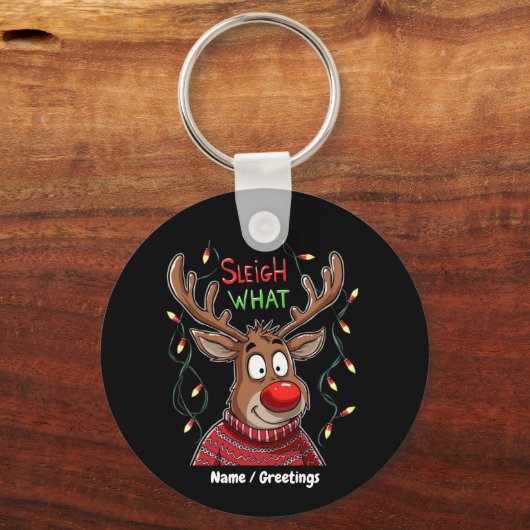 Arrenslee Wat? Grappige Interpretatie van Kerstmis Sleutelhanger (Voorkant)