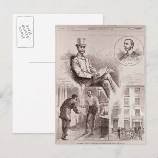 Arrestatie van de heer C.S. Parnell, parlementslid Briefkaart (Voorkant / Achterkant)