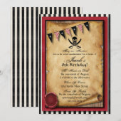 Arrgh! Pirate Birthday Party Invitation Kaart (Voorkant / Achterkant)